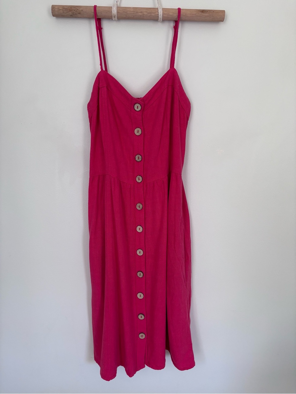 Universal Thread Raspberry button-front sundress | Small | Linen Blend